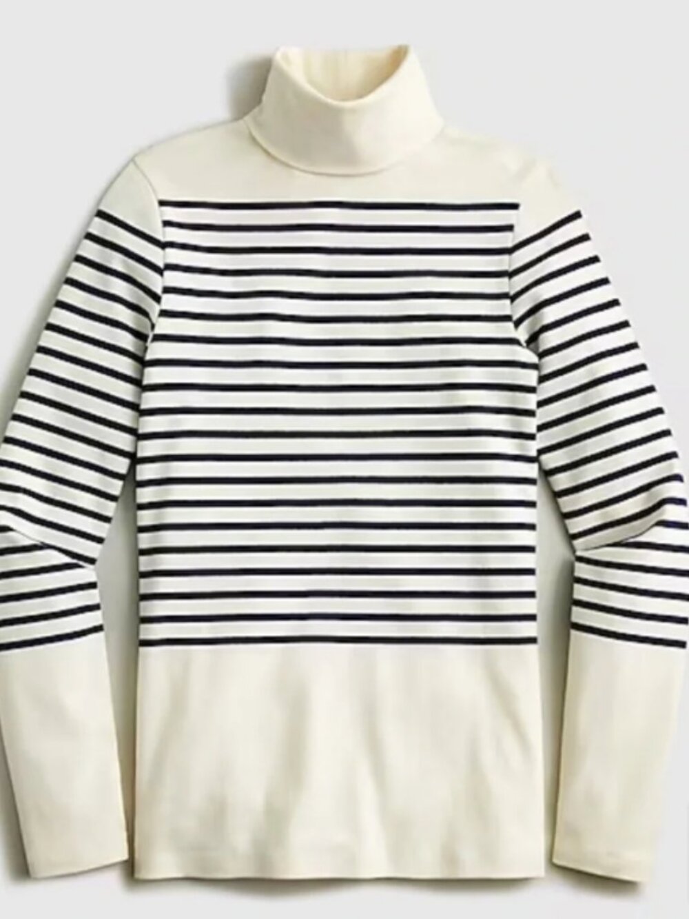 NWOT J. Crew Cream and Navy Striped Knit Turtleneck